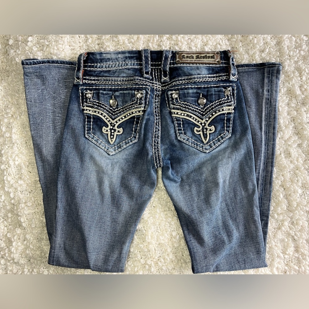 Rock Revival. Donna Bootcut Medium Distressed Wash Denim Jean. Size 26. - Picture 10 of 12
